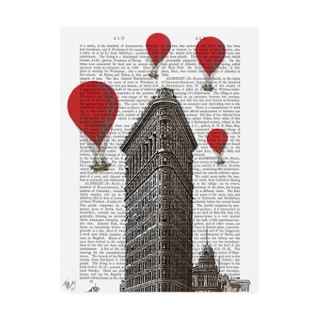 Fab Funky 'Flat Iron Building And Red Hot Air Balloons' Canvas Art,24x32